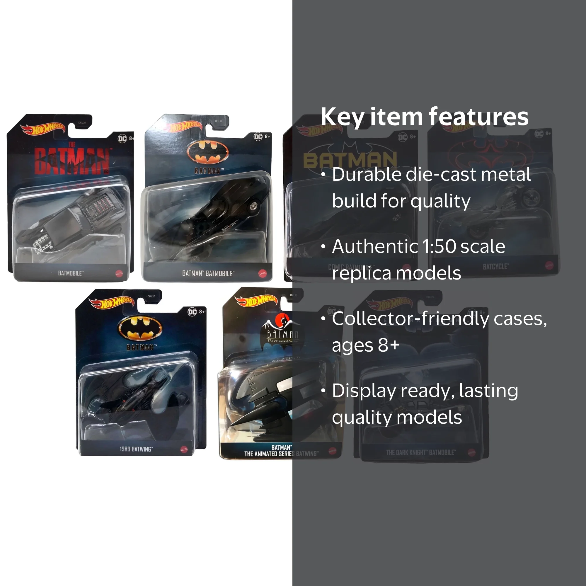 Hot Wheels, DC Batman Collectible Set, 7 Pack, Die-Cast Vehicles