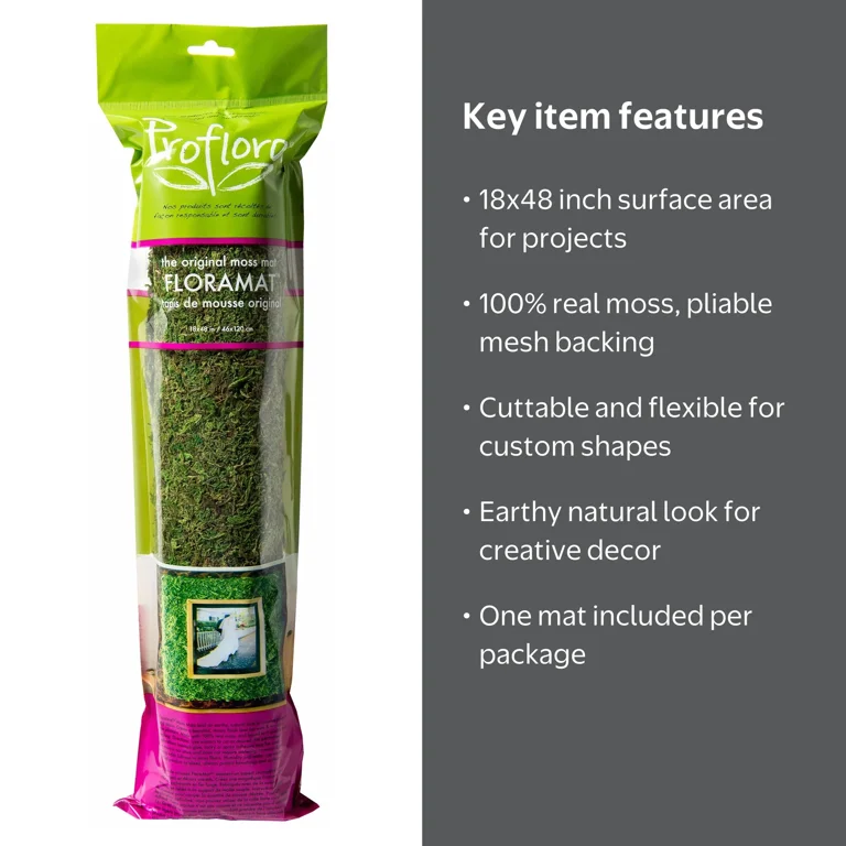 Proflora 18” x 48” Moss Mat, True Green Floramat, Artificial Turf
