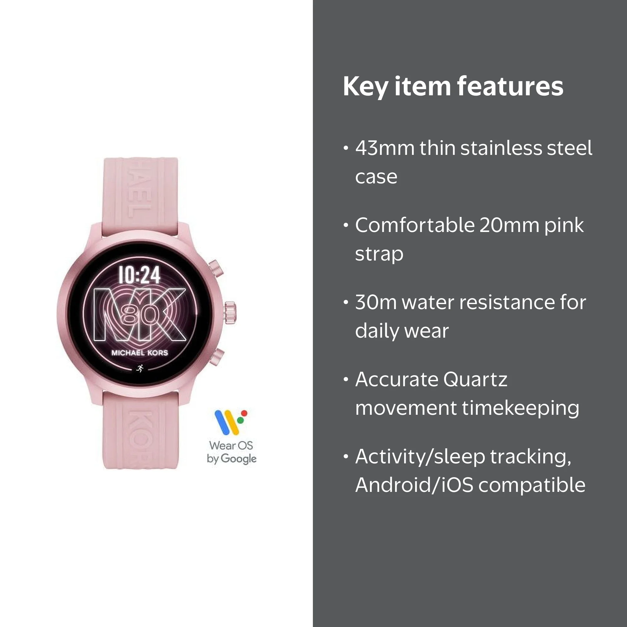 MICHAEL KORS スマートウォッチ ピンク Michael Kors Access MKGO Gen 4 Smartwatch, 43mm Aluminum, Pink