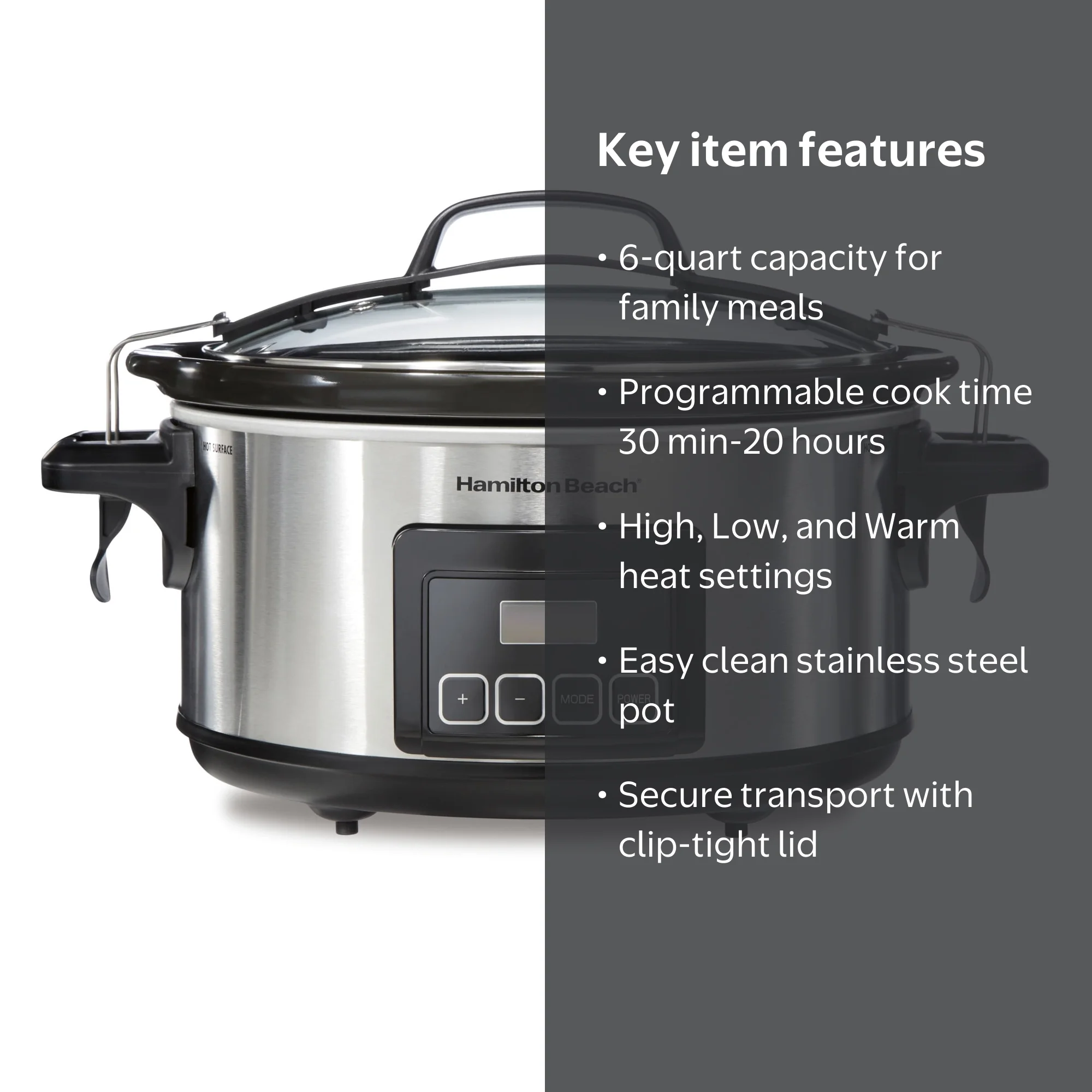 Hamilton Beach 6 Qt Programmable Slow Cooker with Temperature