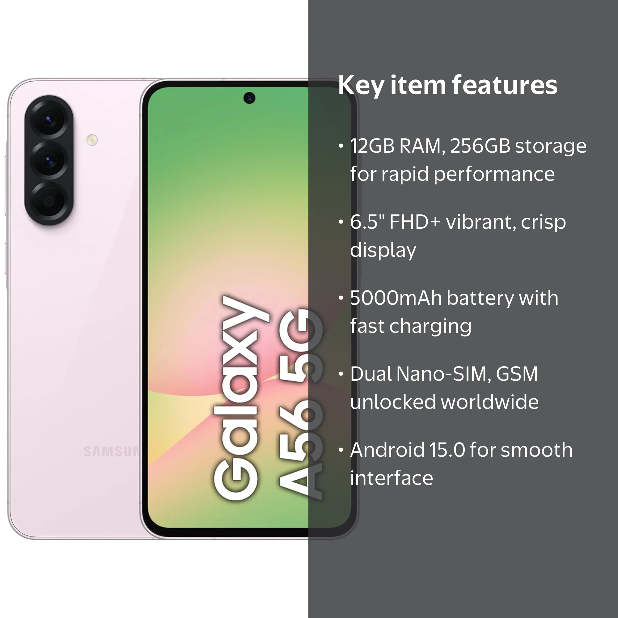 Samsung Galaxy A56 5G 2025 (12GB RAM, 256GB) AI Smartphone | GSM