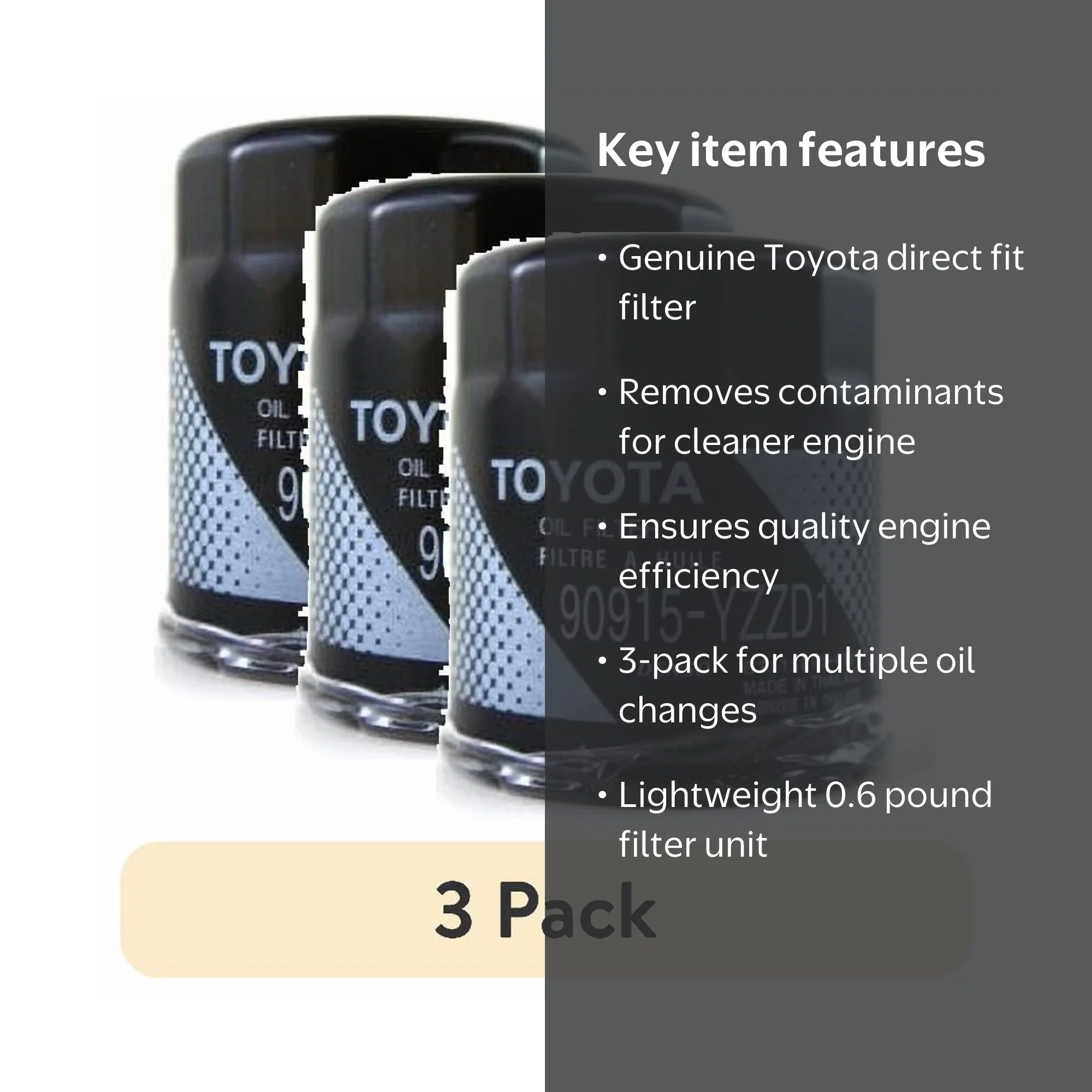 3 pack) Toyota Genuine Parts Engine Oil Filter, 90915-YZZD1