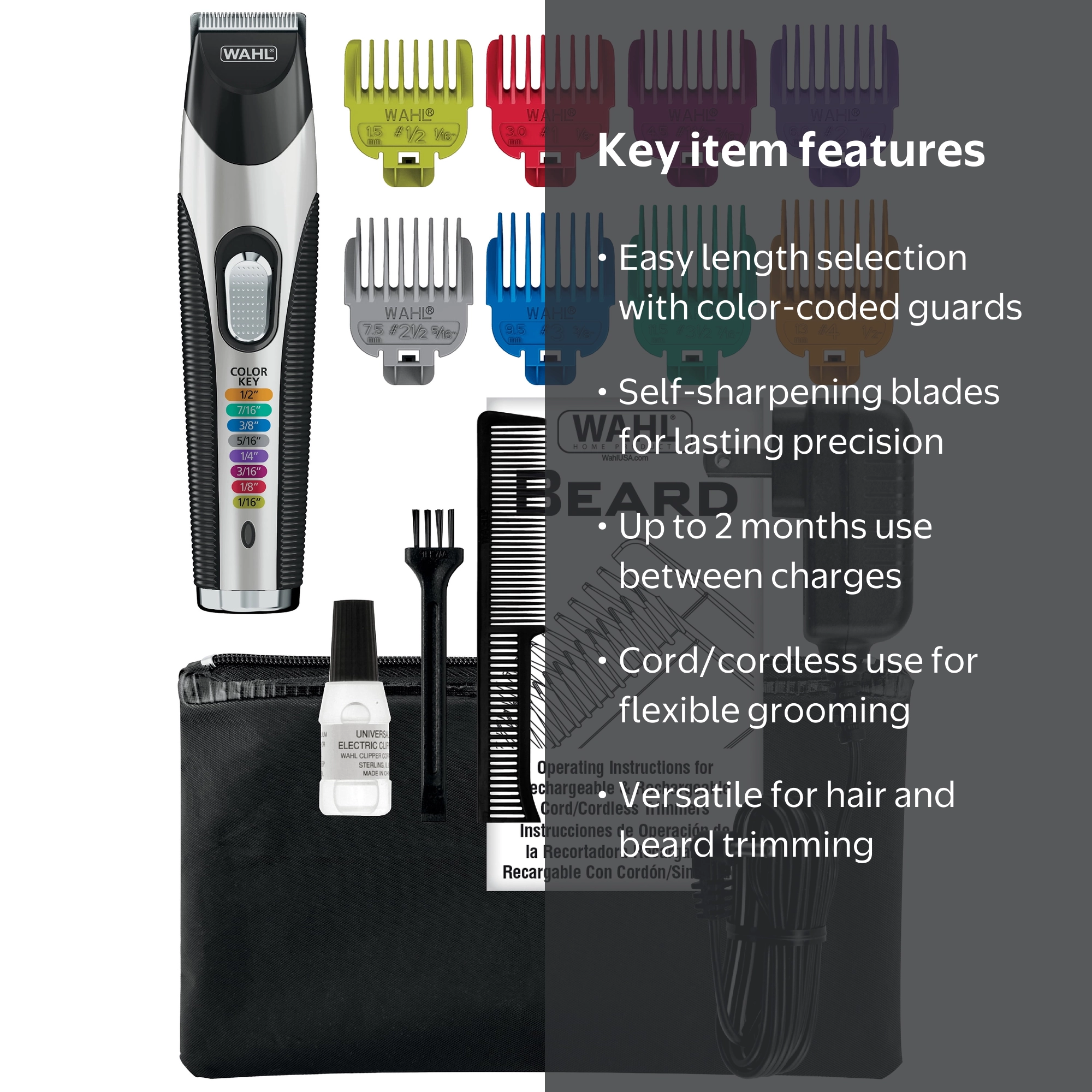 Wahl Color Pro Cordless Electric Hair and Beard Trimmer for Men