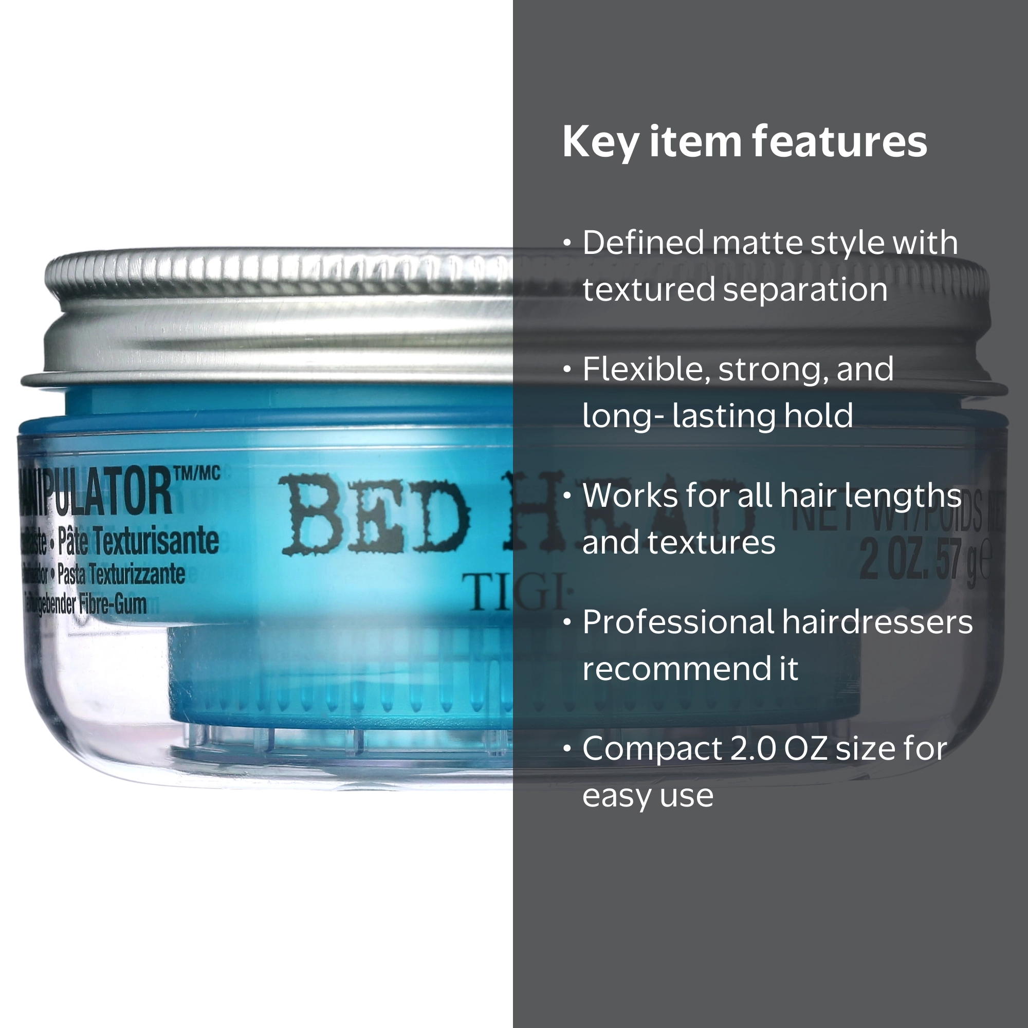 TIGI Bed Head Manipulator Texture Paste, 2.0 OZ for Textured Hair