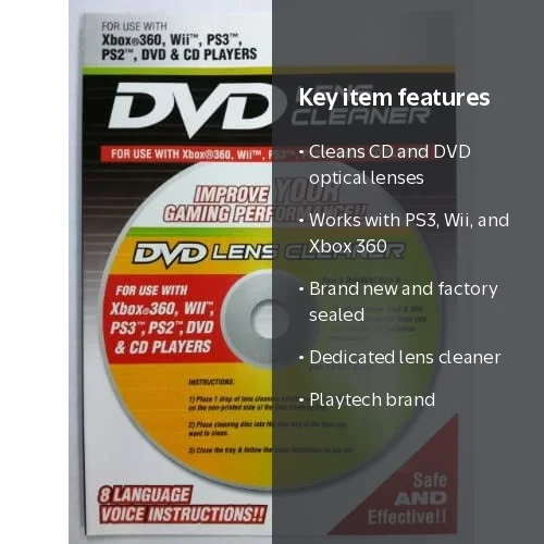 Playtech PS3 Wii Xbox 360 CD DVD Lens Cleaner Brand New Factory