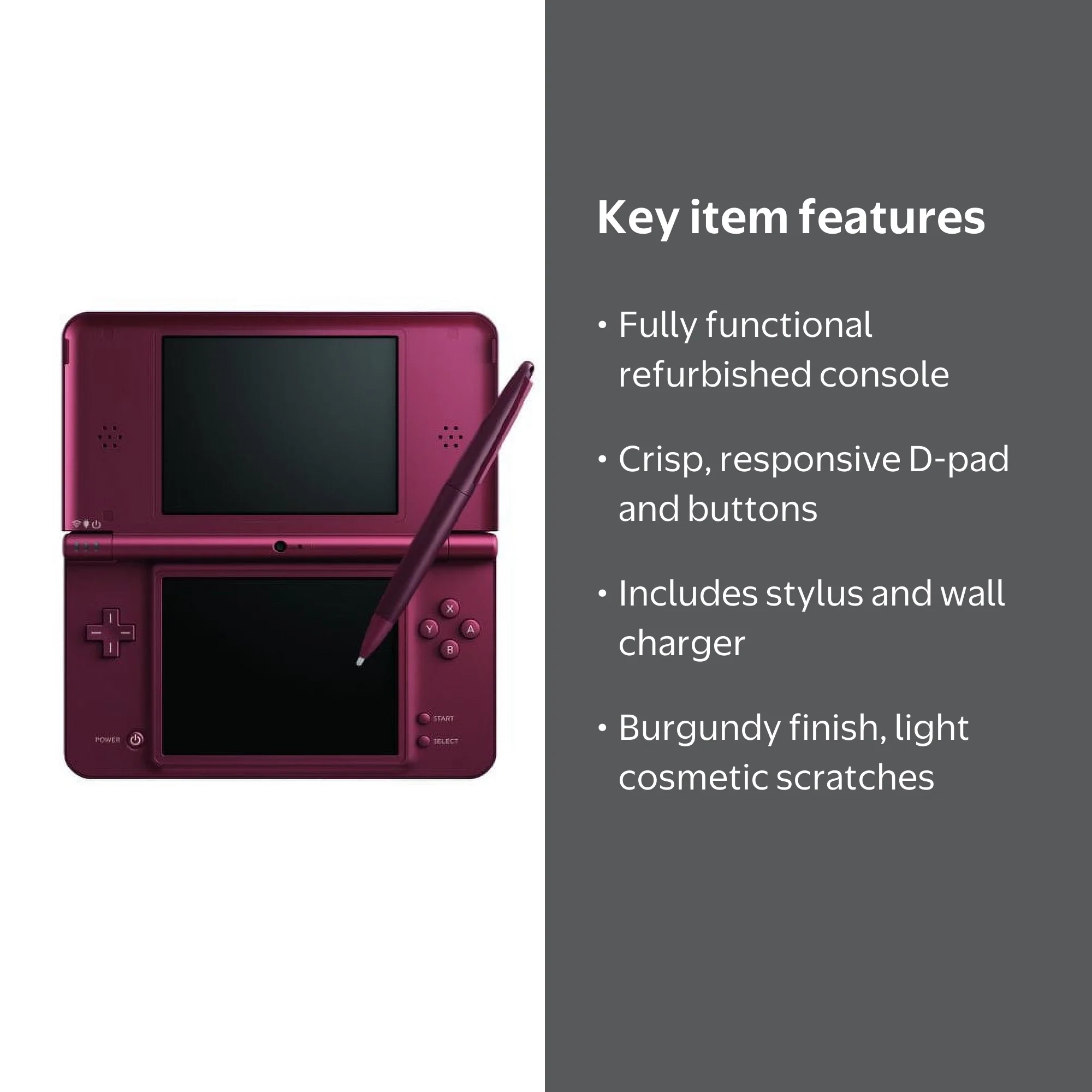 Restored Nintendo DSi XL (Burgundy) Handheld Video Game Console
