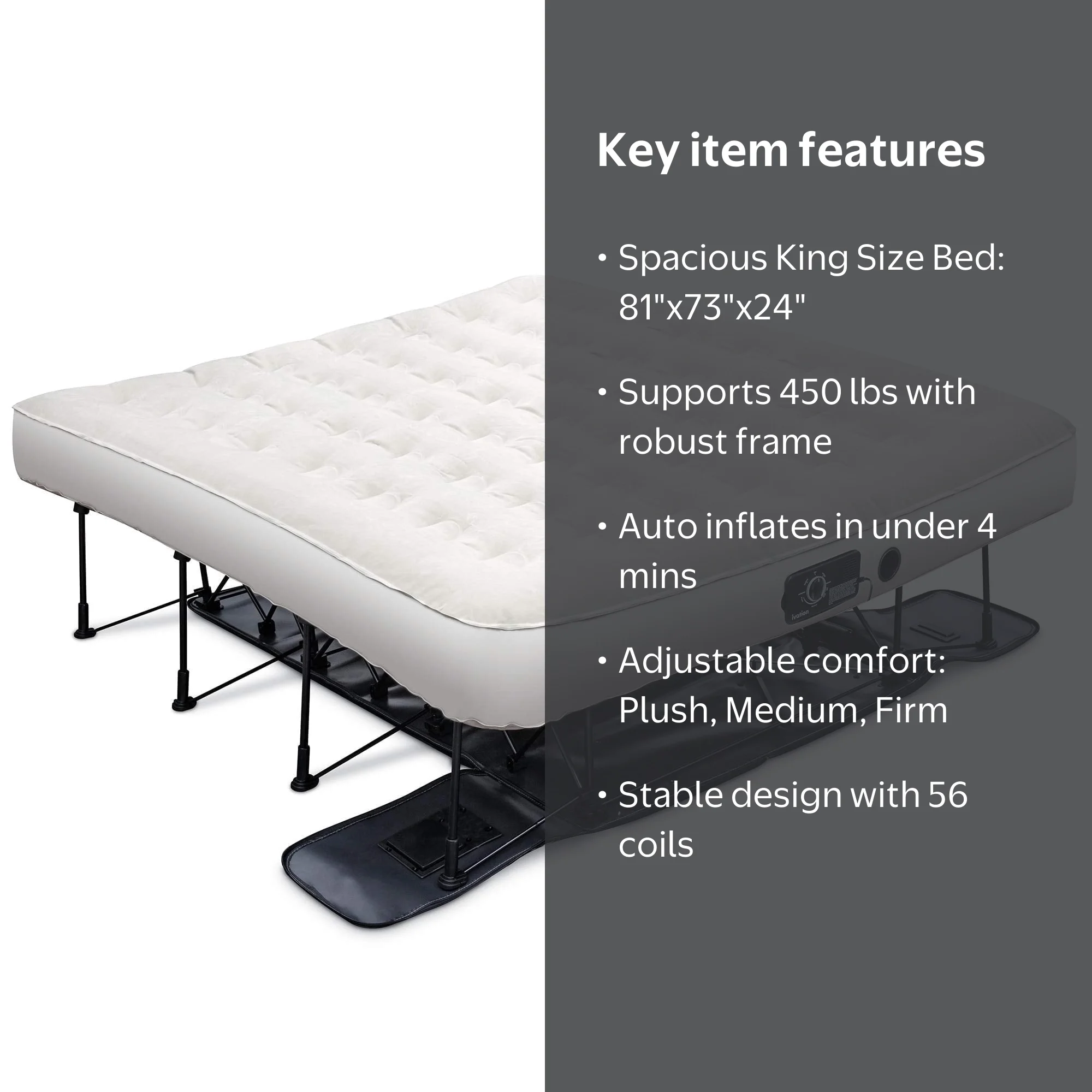 Ivation King Size Inflatable Airbed, EZ-Bed Self Inflating Air