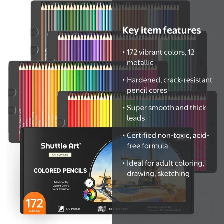 Shuttle Art 172 Colored Pencils for Adult Coloring - Walmart.com