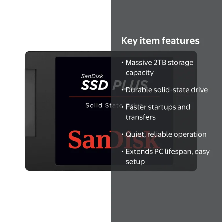 SanDisk 2TB SSD Plus for Laptop, Internal Solid State Drive