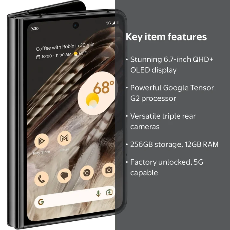 Google Pixel Fold 5G, 256GB, Black, Factory Unlocked, Excellent
