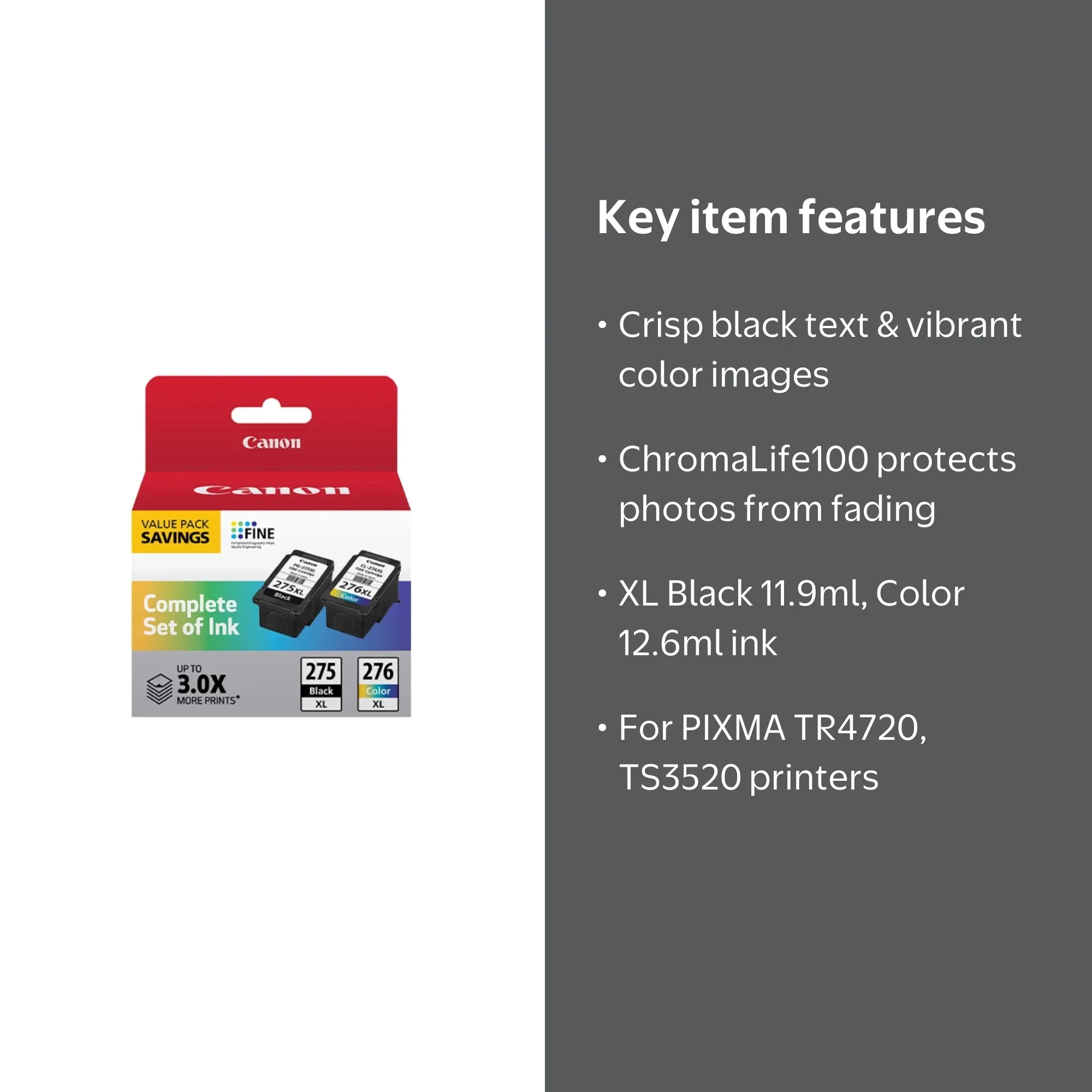 Canon, PG-275 XL Black Ink Cartridge, 0.402 Ounce, for PIXMA