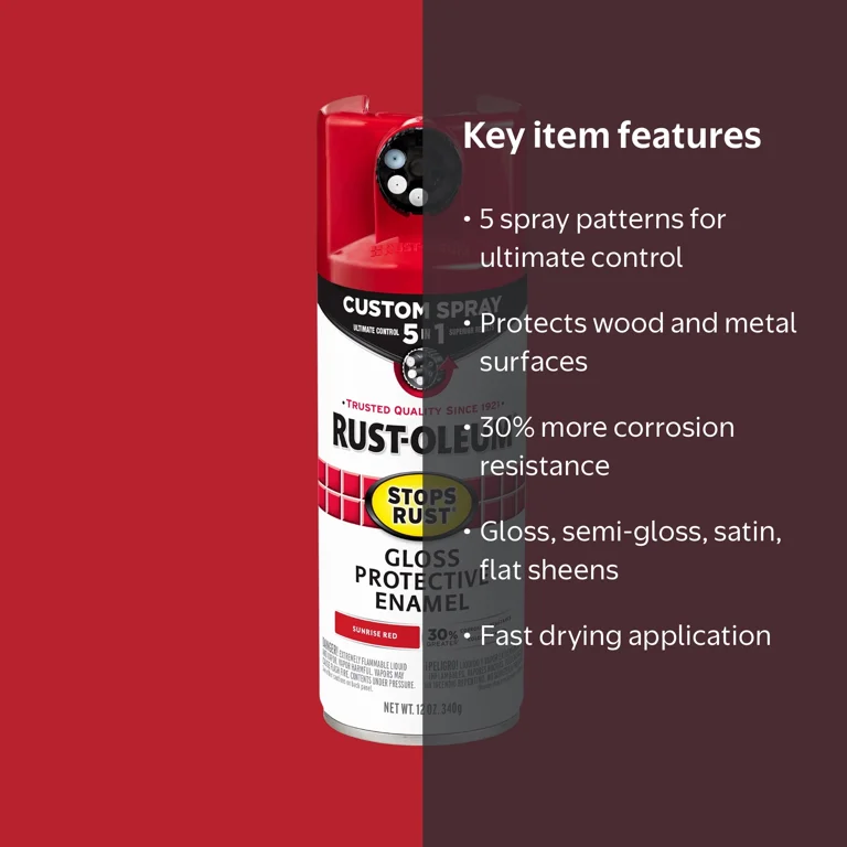 Sunrise Red, Rust-Oleum Stops Rust Custom Sprays 5 in 1 Gloss