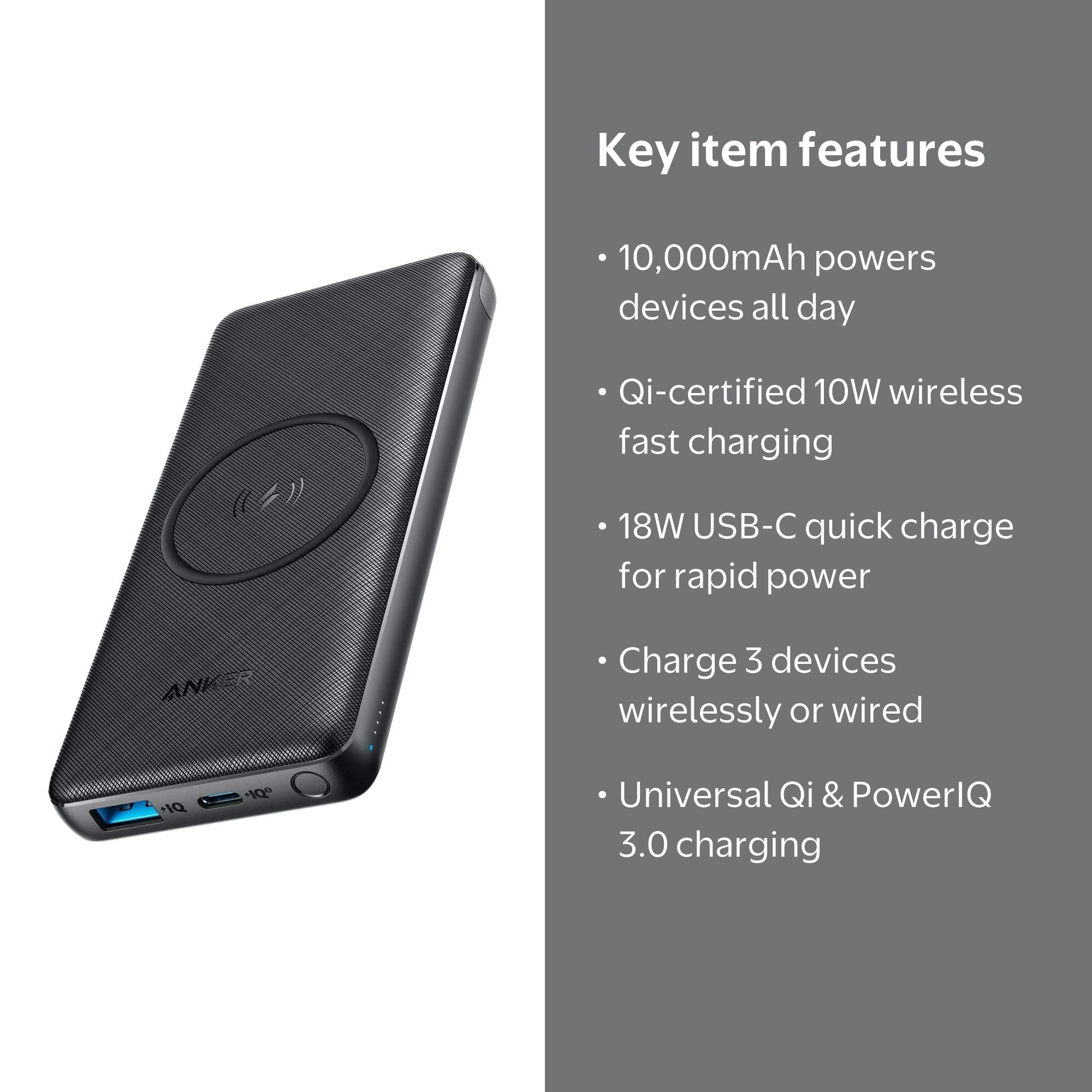 Anker Portable Phone Charger, 10,000mAh USB-C Battery, Power Bank
