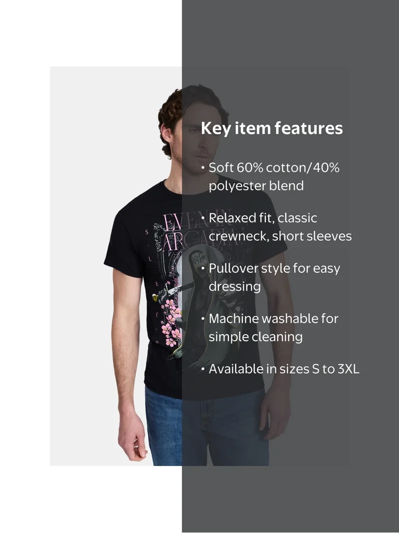 Sleep Token Men's and Big Men's Even in Arcadia Graphic Tee, Sizes