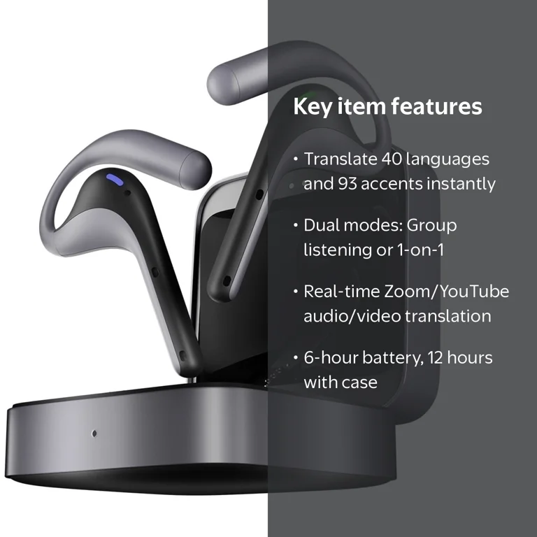 Timekettle, W4 Pro AI Interpreter Earbuds, Grey, 40 Languages