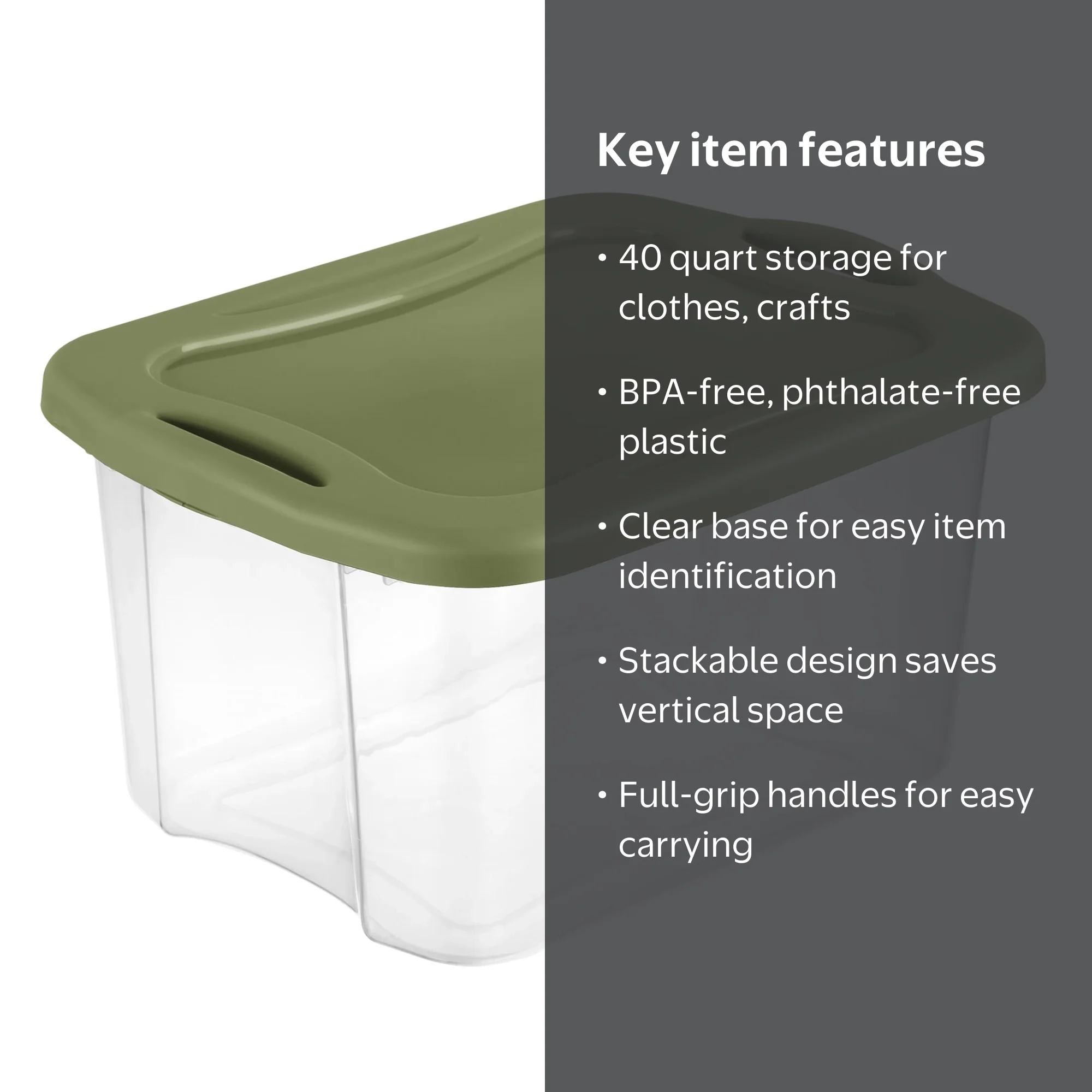 Sterilite EZ Carry 40 Quart Medium Storage Bin, Clear Plastic