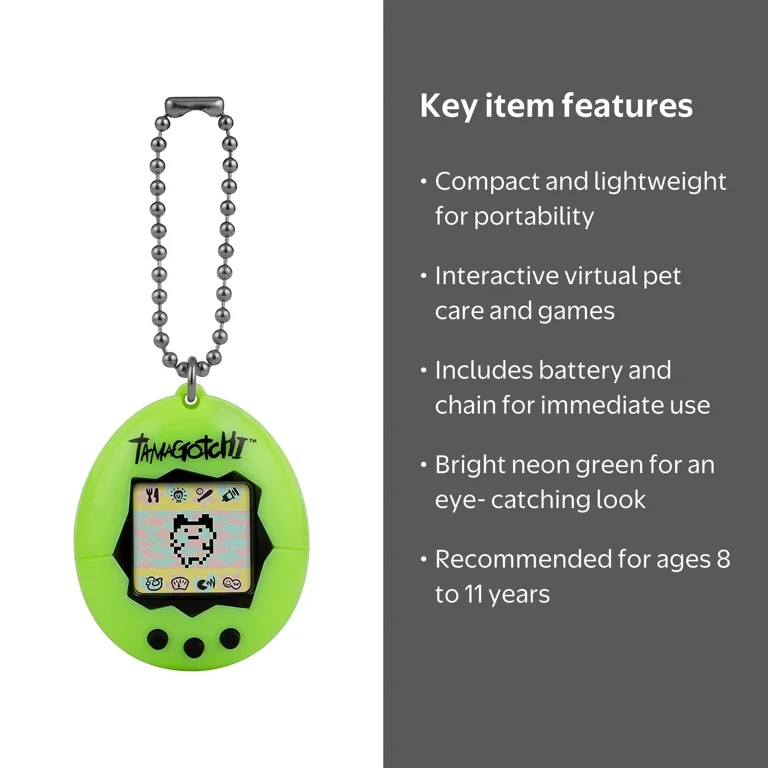 Tamagotchi Gen 1 Neon Green Virtual Pet Toy (Updated Logo