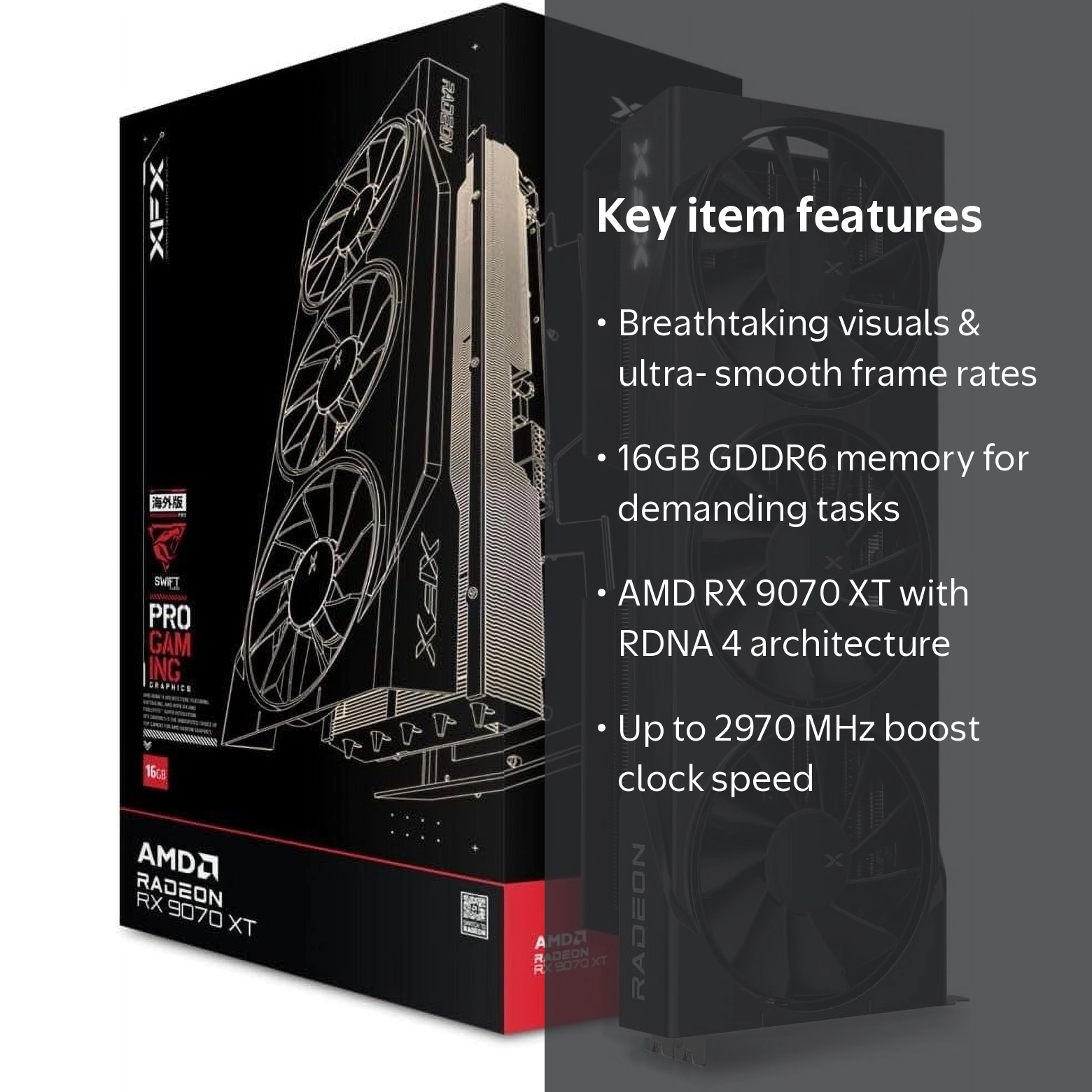 XFX RX-97TSWF3BA Swift AMD Radeon RX 9070XT Triple Fan Gaming