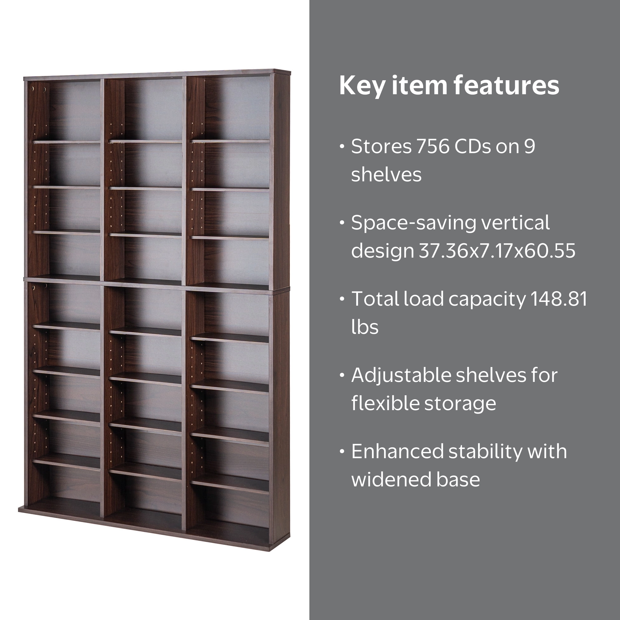 Reol CD DVD 9点セット SKYSHALO Media Organizer Cabinet, 9-Tier DVD Rack for 756 CDs