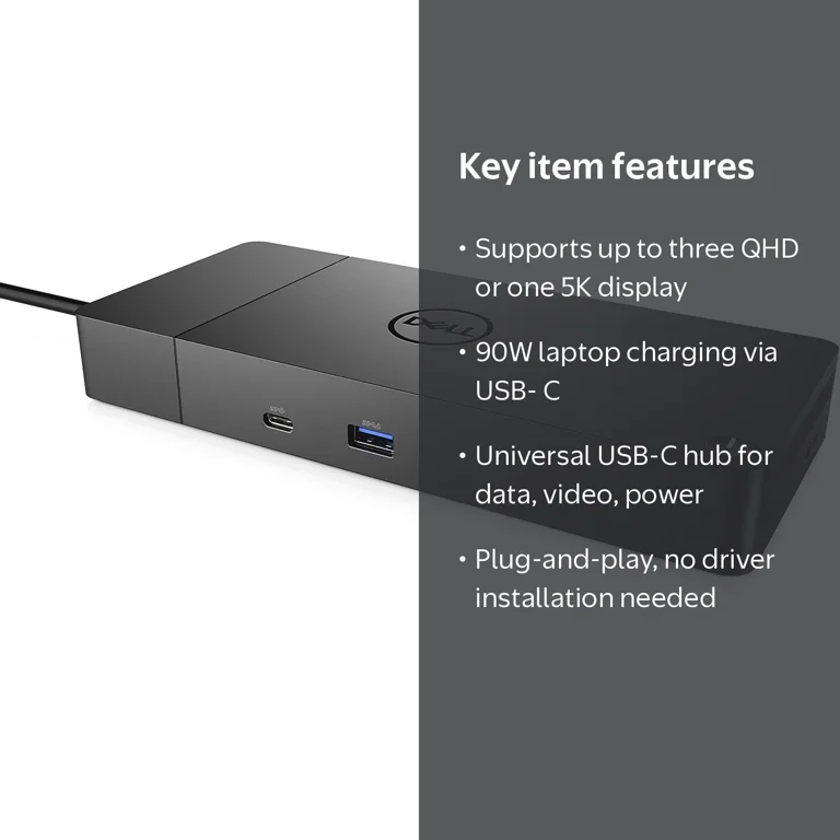 Dell WD19S Dock USB-C Computer External Laptop Dual Monitor, 180W