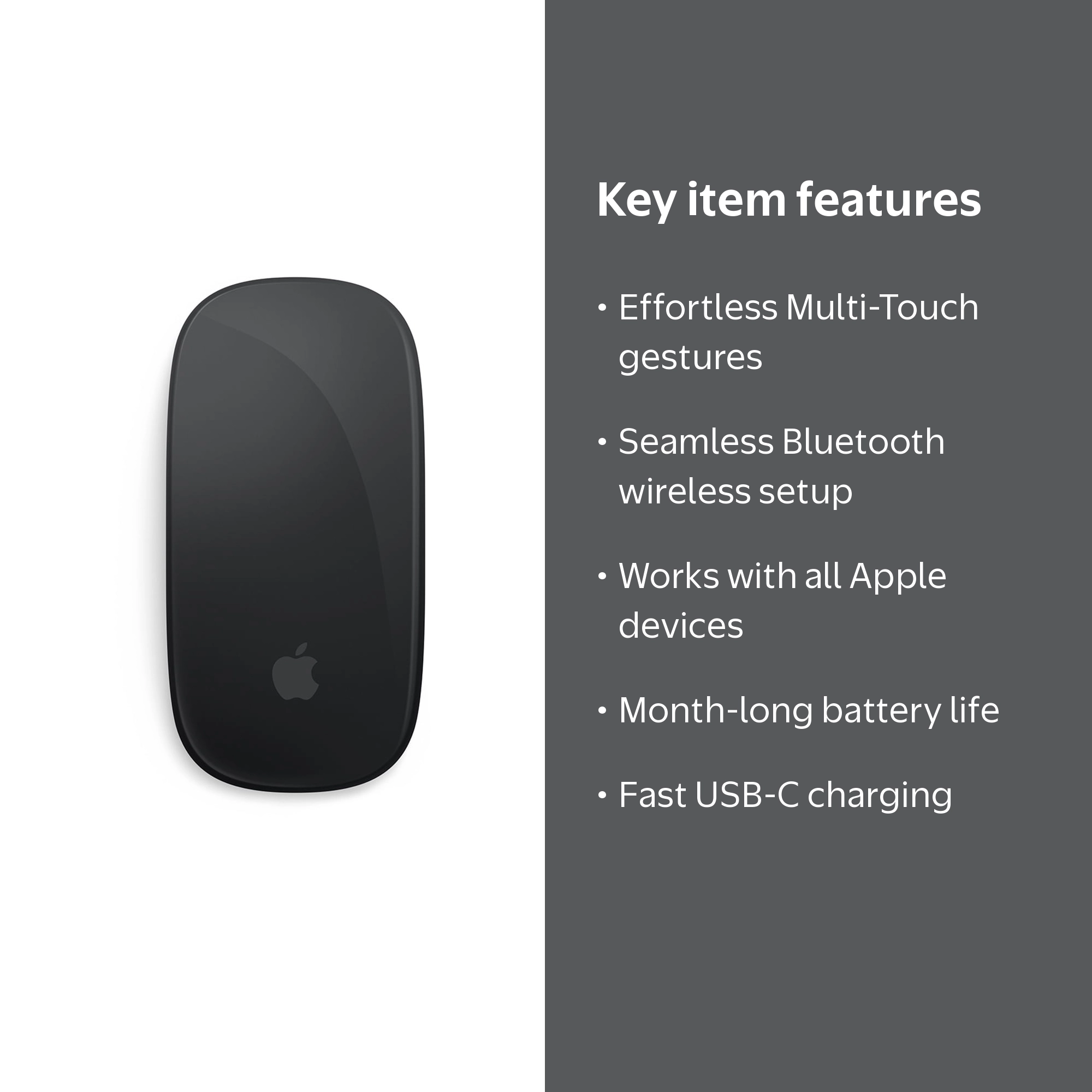 Apple Wireless USB-C Magic Mouse with Multi-Touch Surface, Black