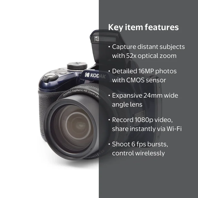 KODAK PIXPRO AZ528 Astro Zoom Digital Camera - 16MP 52X Wi-Fi