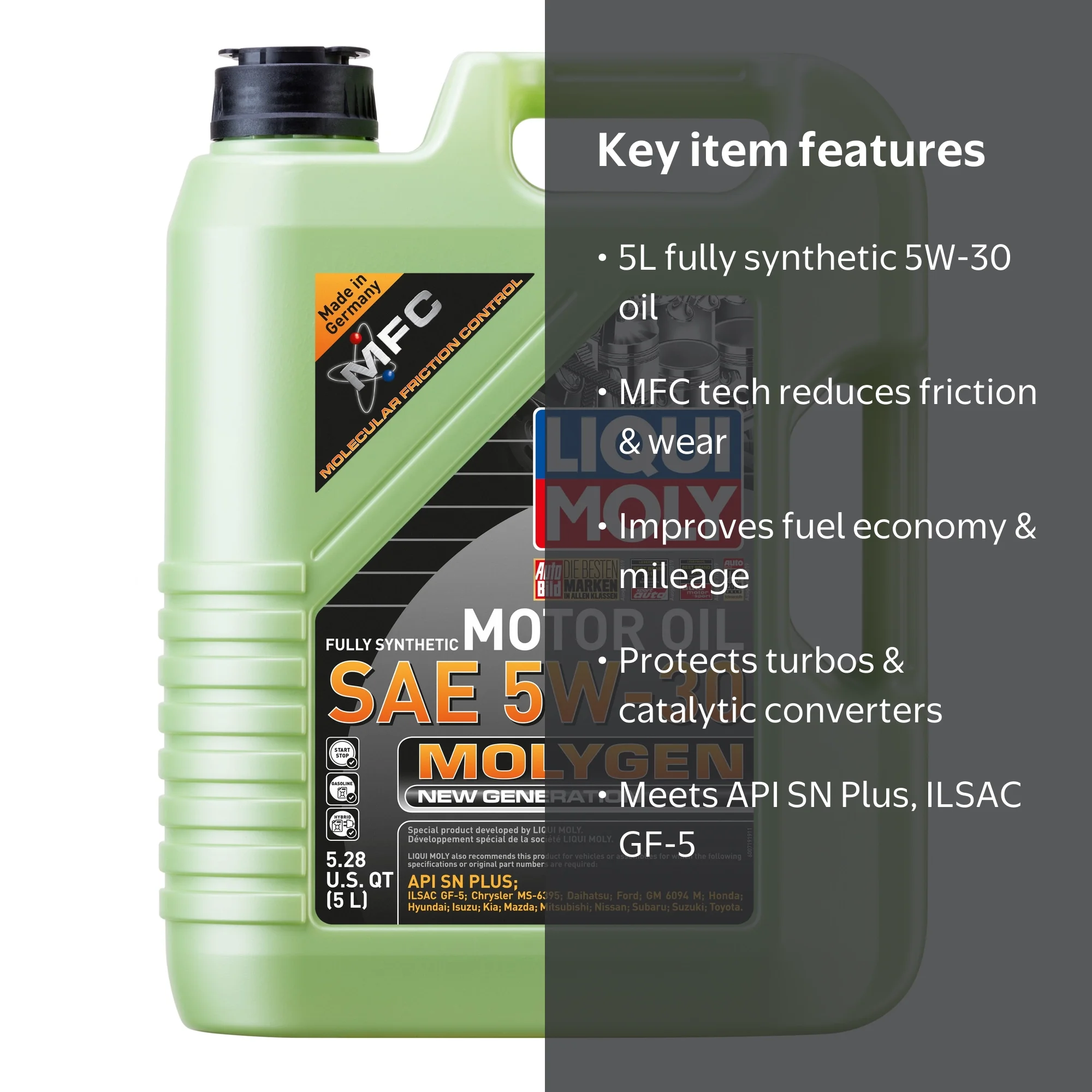 LIQUI MOLY 5L Molygen New Generation Motor Oil 5W-30 - Walmart.com