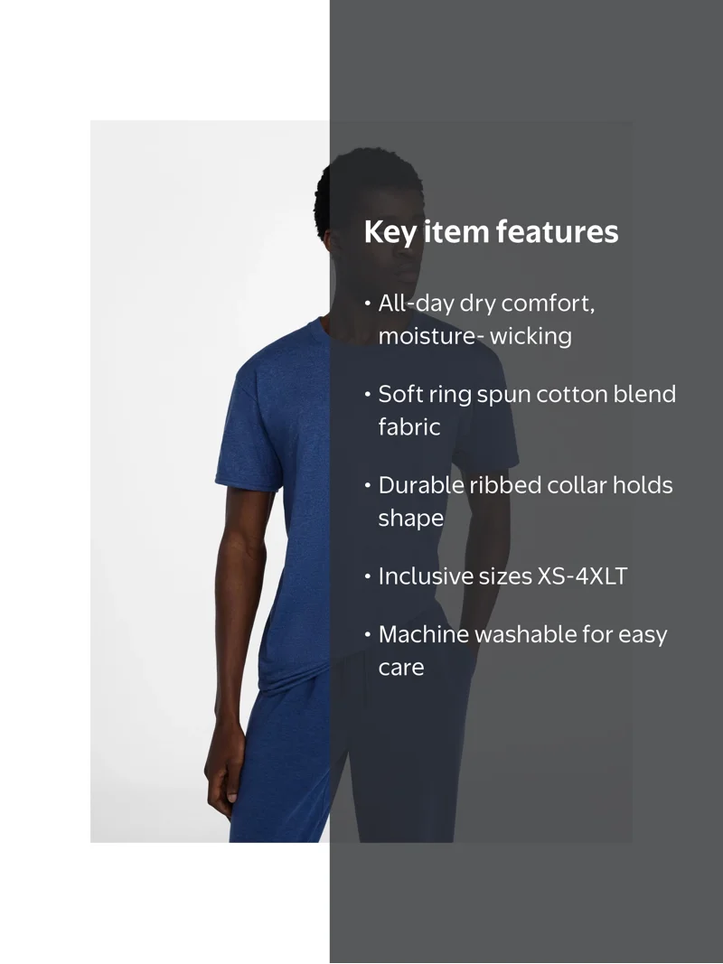 Athletic Works Men's and Big Men's Cotton Active Tee with Short