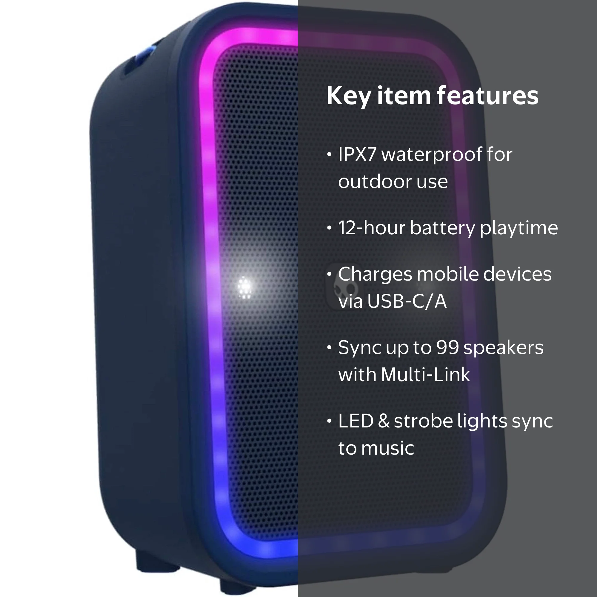 Skullcandy Stomp Bluetooth Speaker, IPX7 Waterproof, 12H Battery