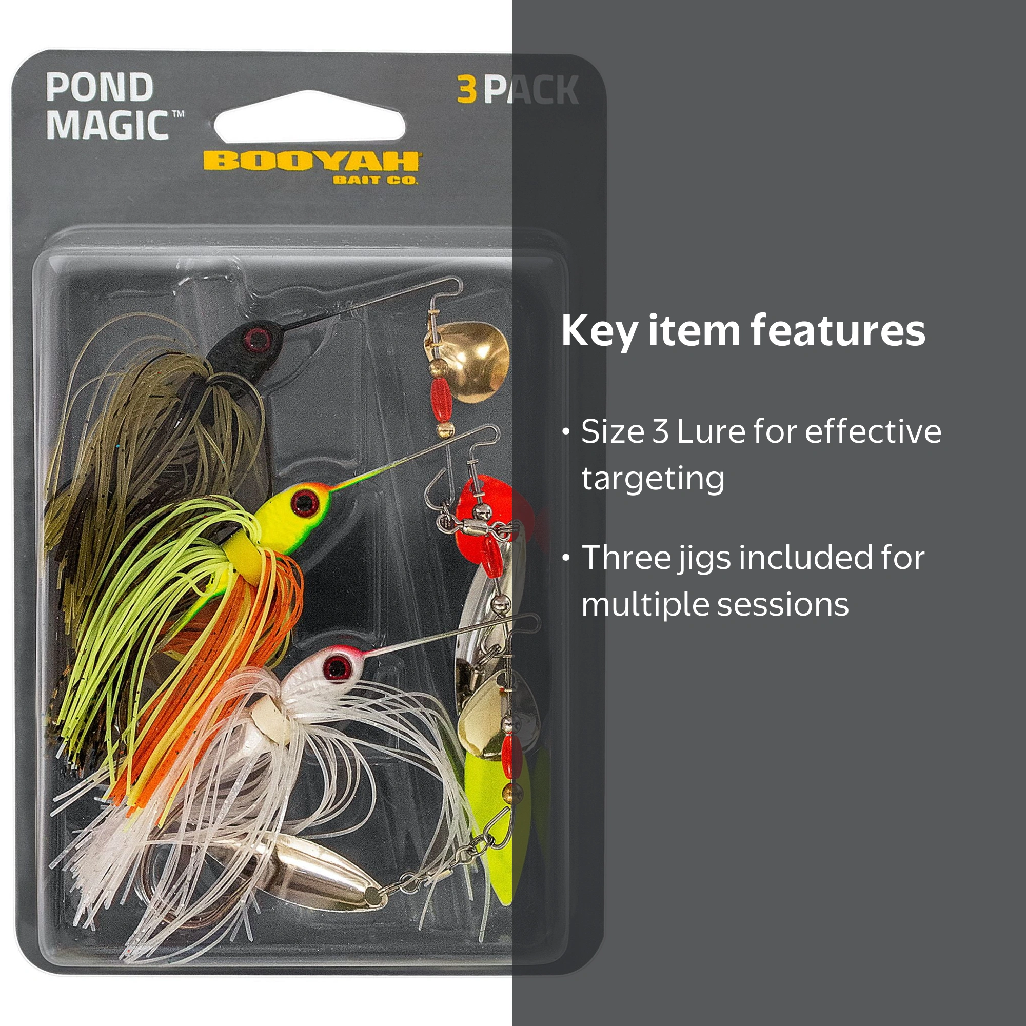 BOOYAH Pond Magic Bass Jig Kit Size 3, 3 Count Fishing Lures