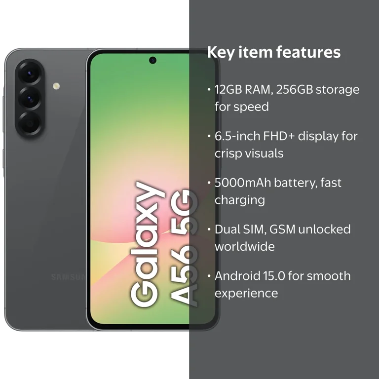 Samsung Galaxy A56 5G Smartphone, 2025 Model, 12GB RAM, 256GB