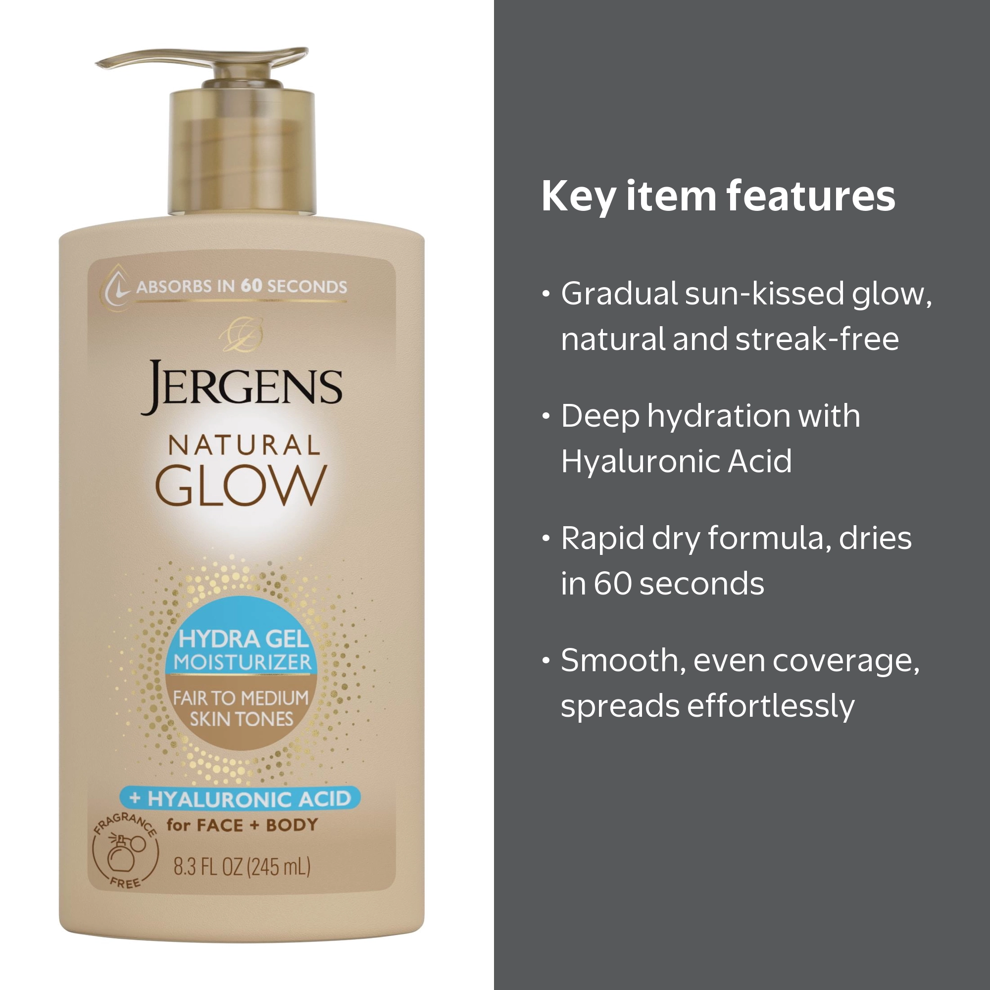 Jergens Natural Glow Hydra Gel Moisturizer, Gradual Tanning Lotion