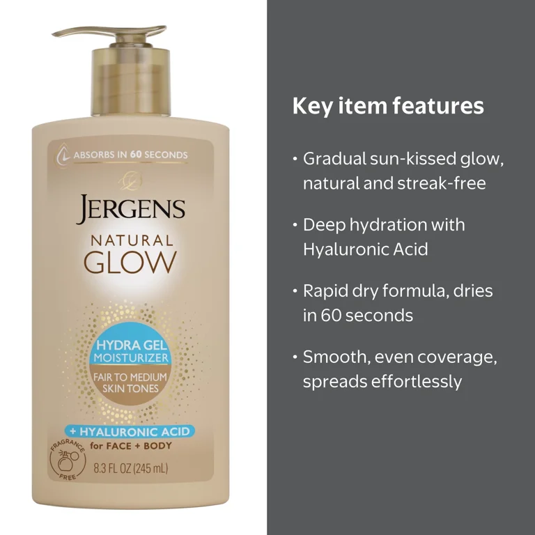 Jergens Natural Glow Hydra Gel Moisturizer, Gradual Tanning Lotion