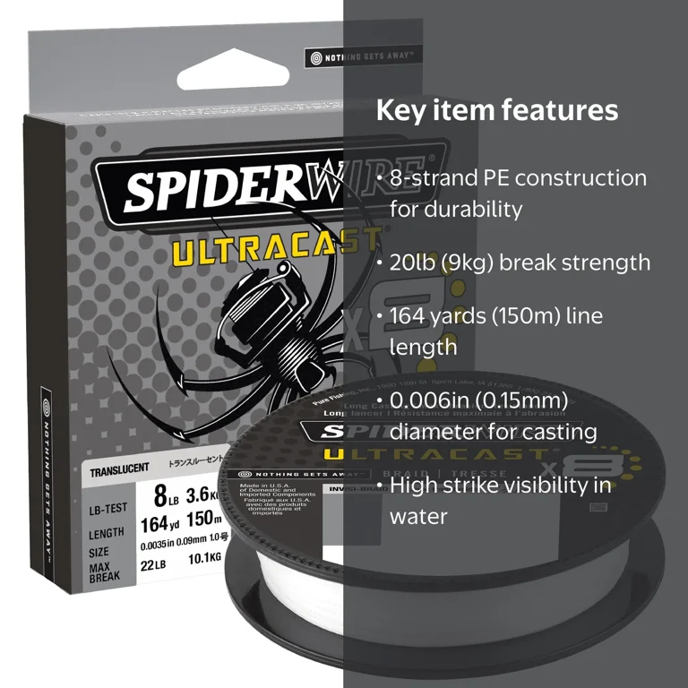 SpiderWire Ultracast® Braid Fishing Line, Invisibraid-Translucent