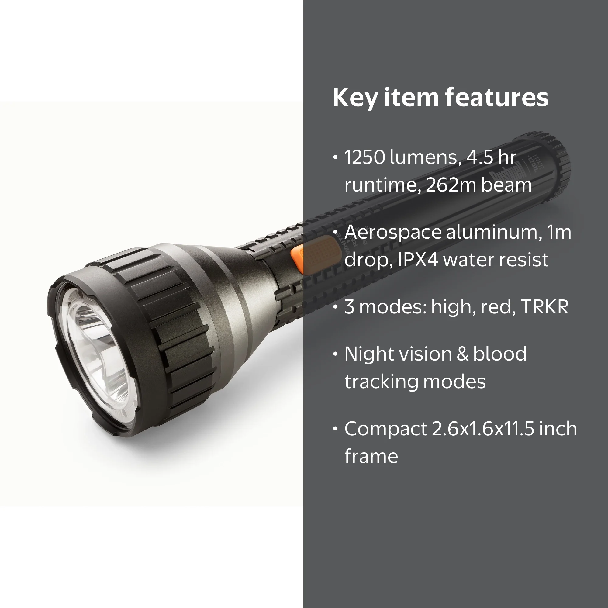 bushnell rechargeable flashlight near m TRKR 600 Lumen See up to 115 meters away with vivid detail when on high mode Bushnell LED Camping & Hiking
