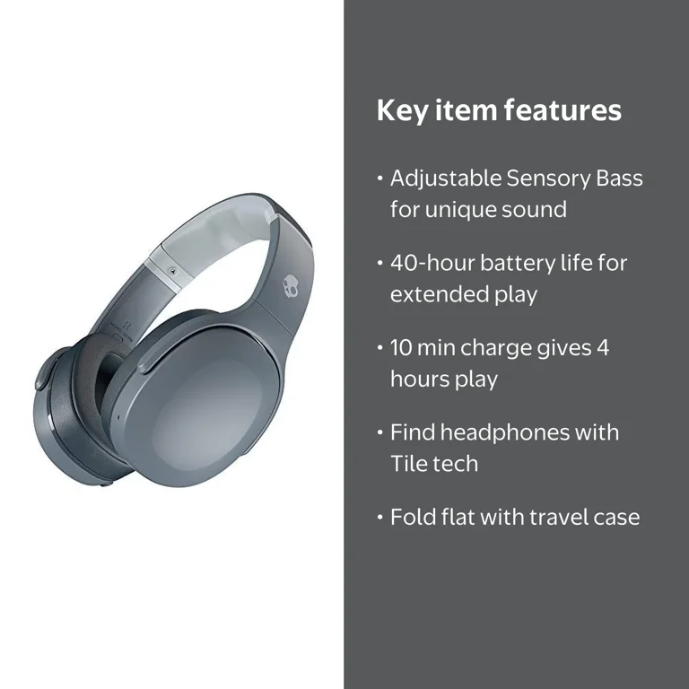 Skullcandy, Wireless Over-Ear Headphone, Crusher Evo, Chill Grey