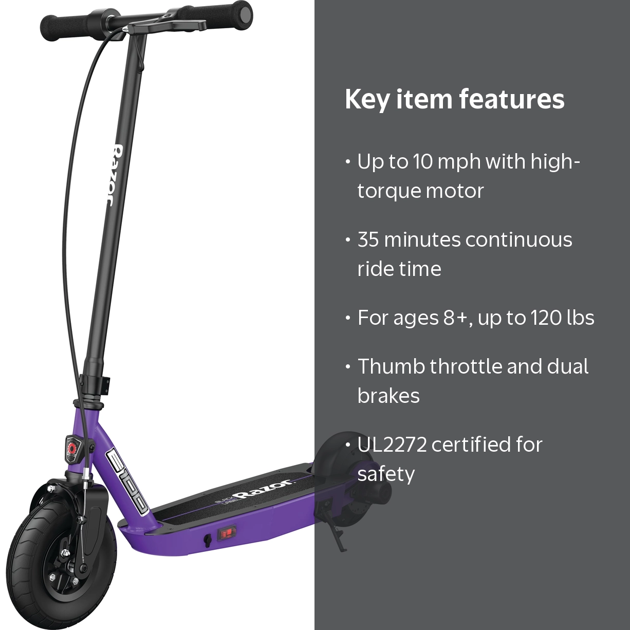 Razor Black Label E100 Electric Scooter, Purple, 10 mph - Walmart.com