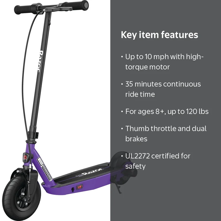 Razor Black Label E100 Electric Scooter, Purple, 10 mph - Walmart.com