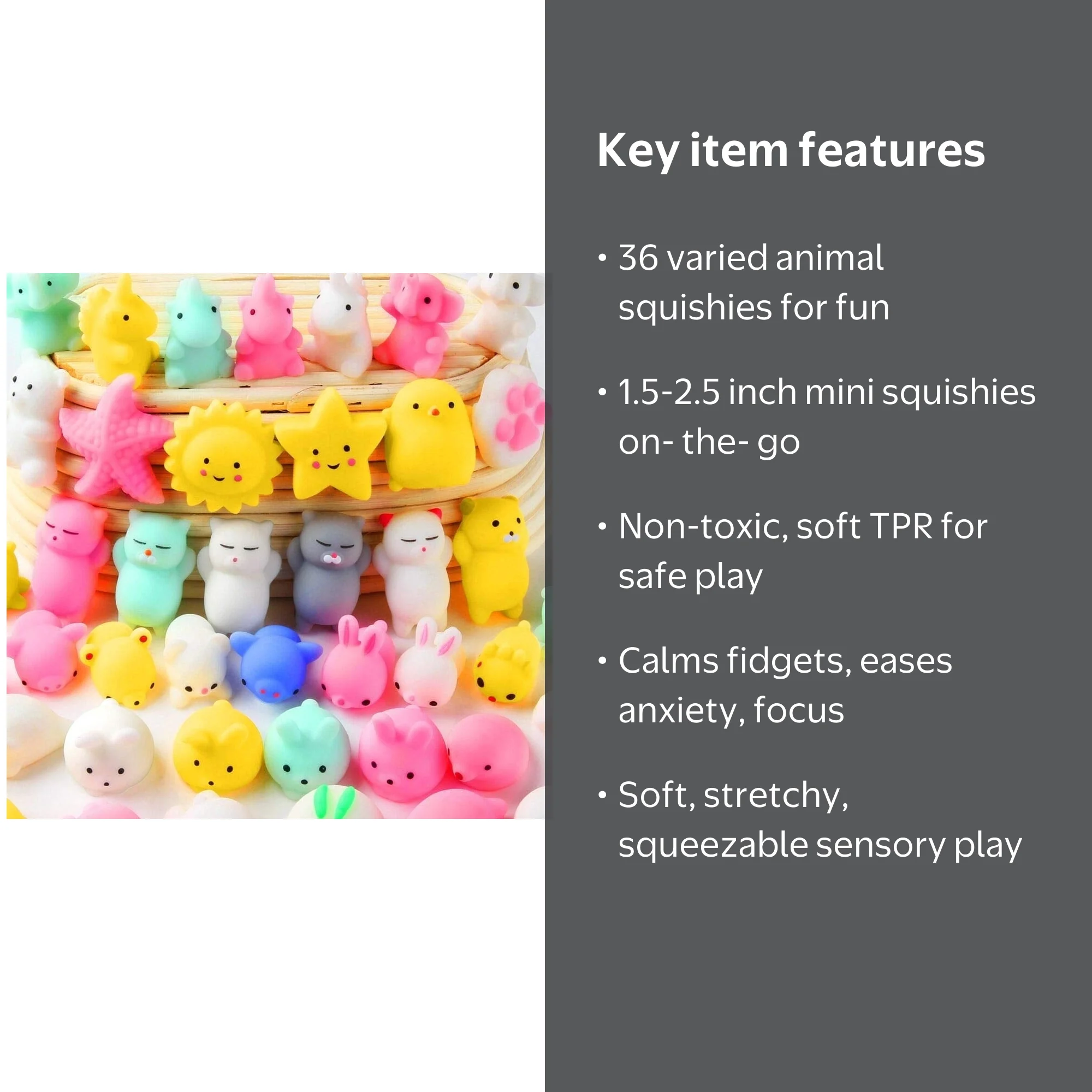 36 Pack Mochi Animals Squishies Stress Toys: Unicorn, Panda, Seal
