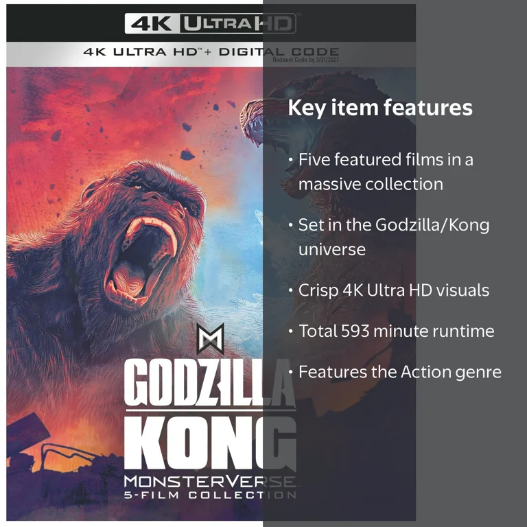 Warner, Godzilla, Kong MV 5-Film Collection, 4K Ultra High