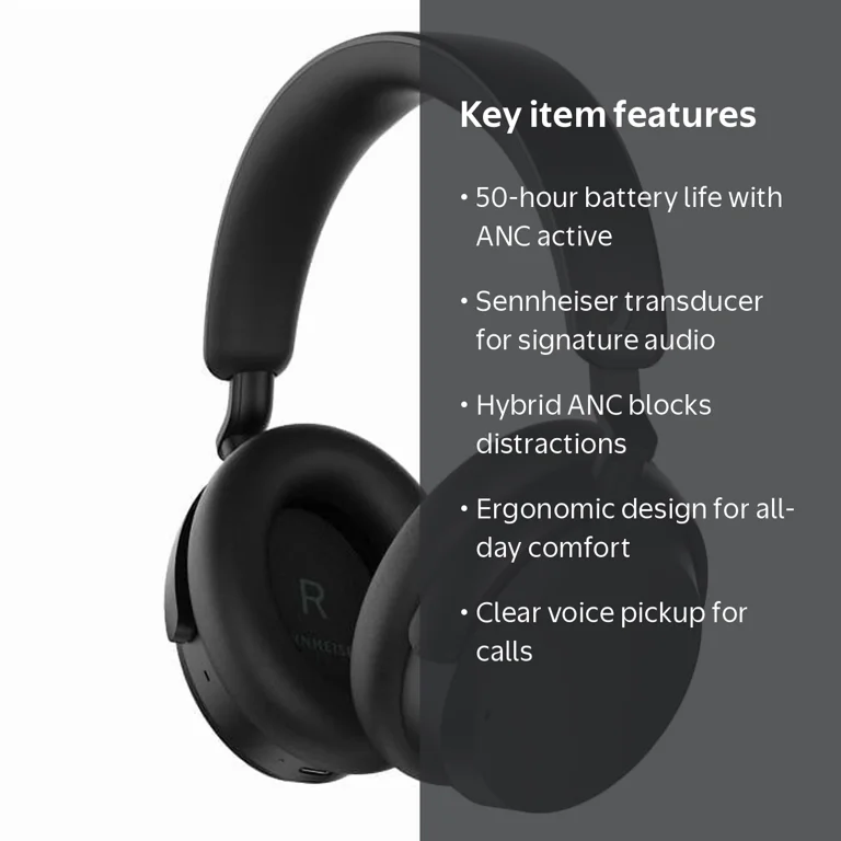 Sennheiser, Wireless Bluetooth Headphones, 50-Hour Battery, ANC