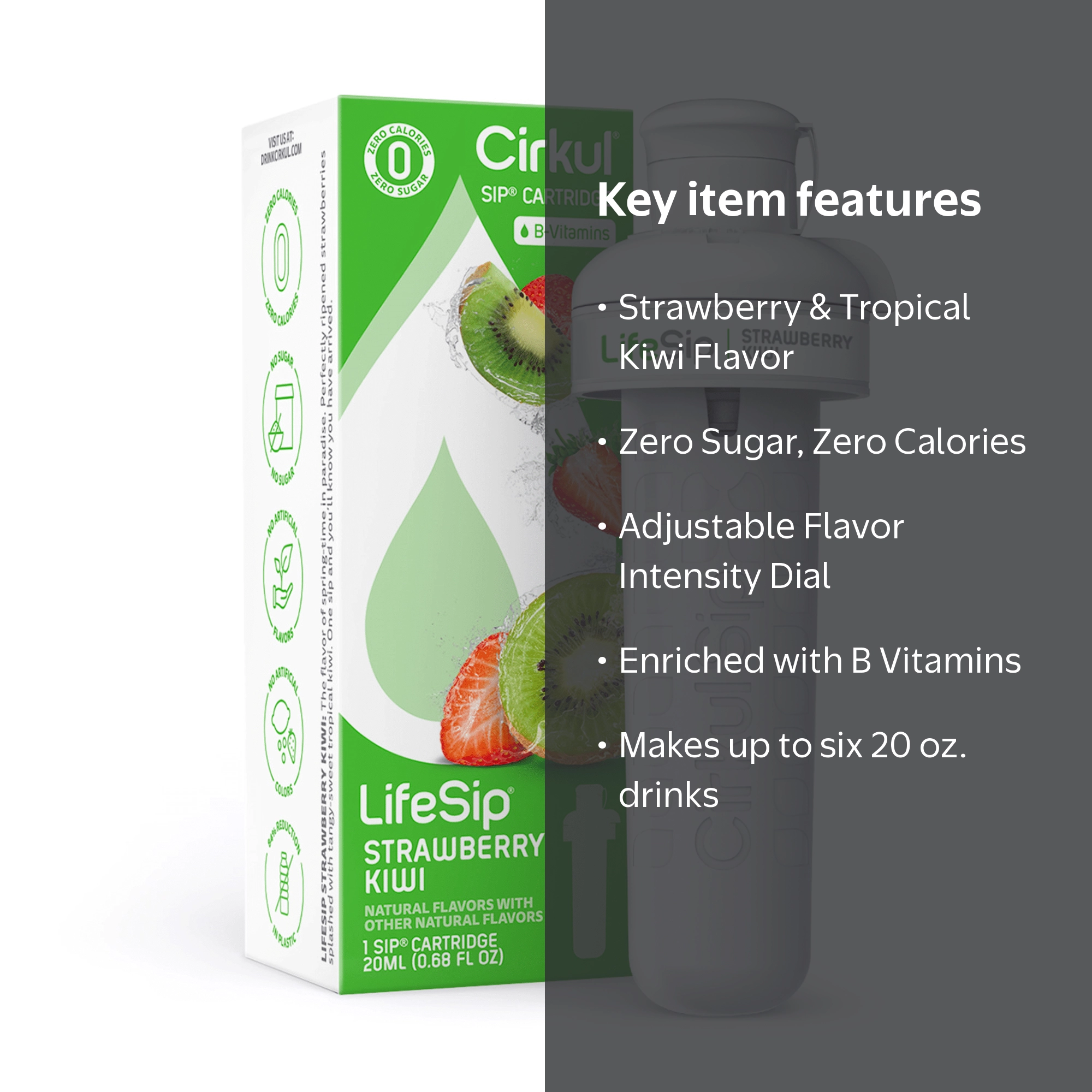 Cirkul LifeSip Strawberry Kiwi Flavor Cartridge, Drink Mix, 1-Pack