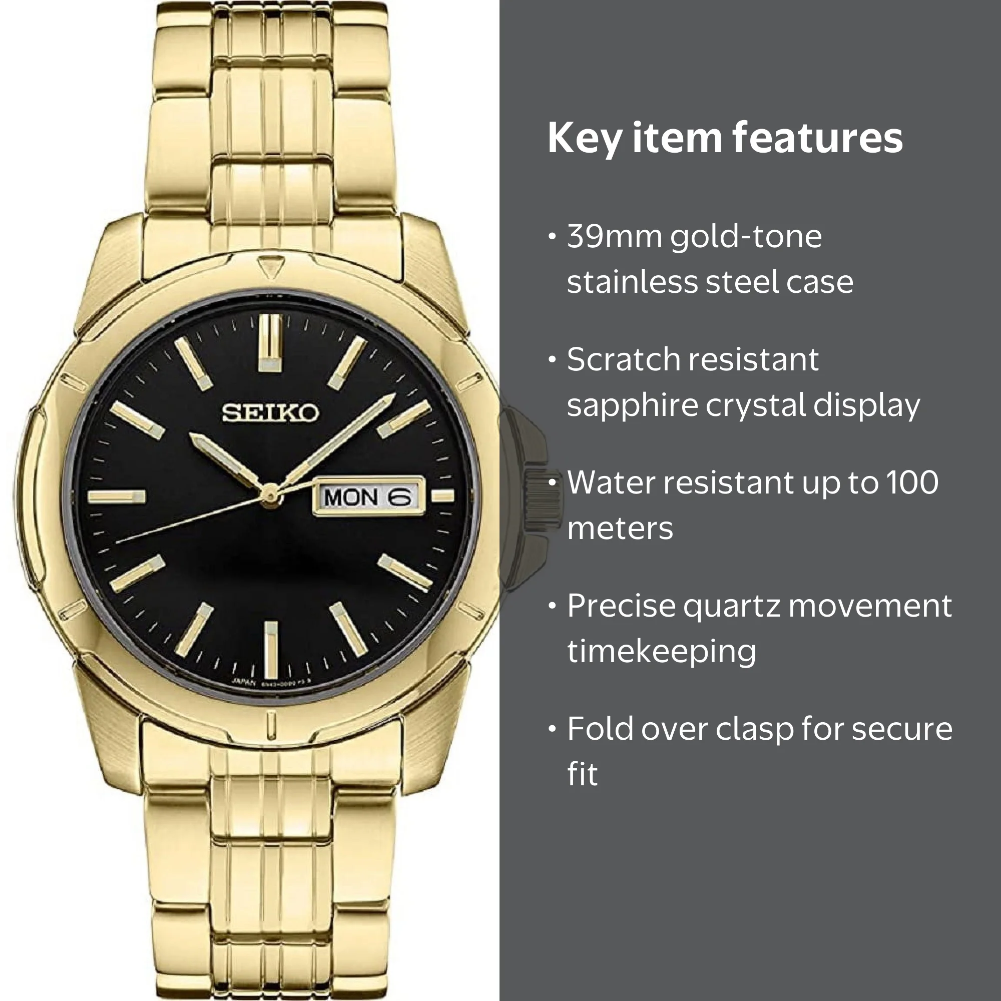 Seiko Essentials Quartz Black Dial Men's Watch SUR358 - Walmart.com