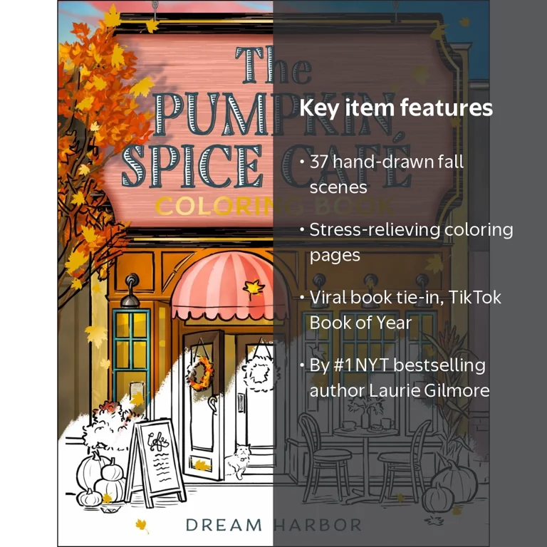 Laurie Gilmore Pumpkin Spice Café Coloring Book 80 Pages Fall
