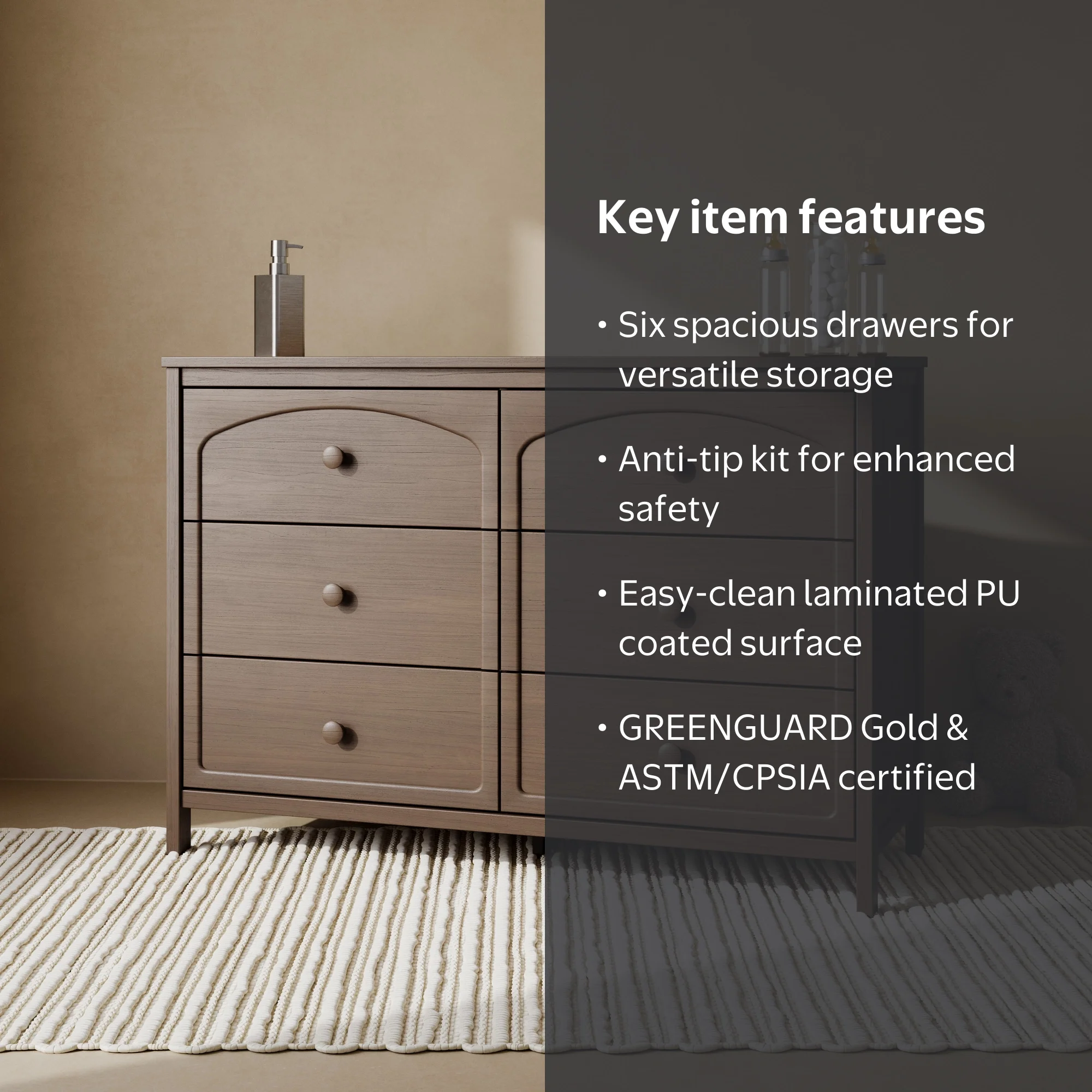 Graco Olivia 6 Drawer Double Dresser, Hazelnut - Walmart.com