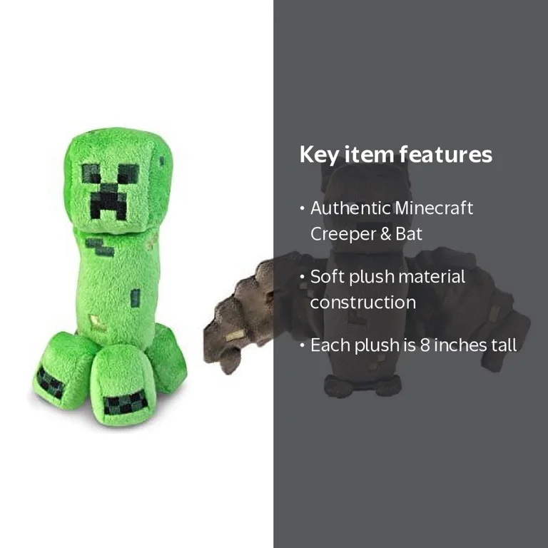 Mojang Minecraft Creeper Plush Toy, Bat Plush Set, Small Size, 8