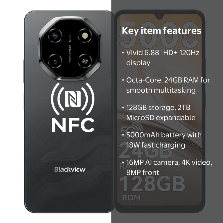 Blackview Shark 6 Unlocked Android Phones 5G (2025), Android 15