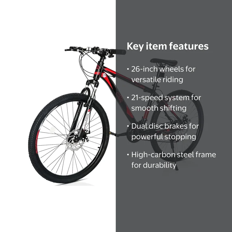 HUJHKIO, Mountain Bike, 26-Inch, 21-Speed with Dual Disc Brakes