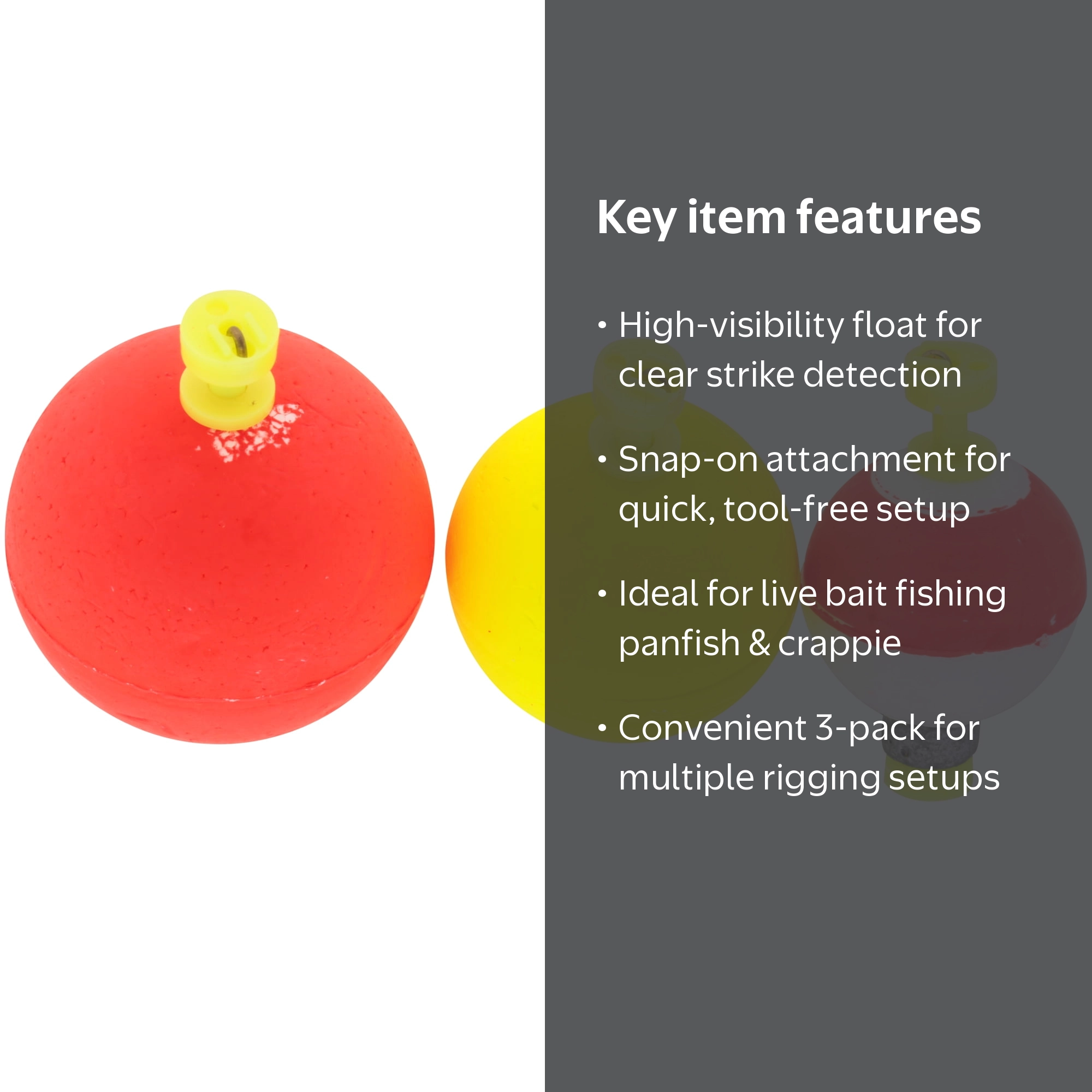 Comal Tackle Weighted Foam Snap-On Fishing Floats, 3 Pack, Durable