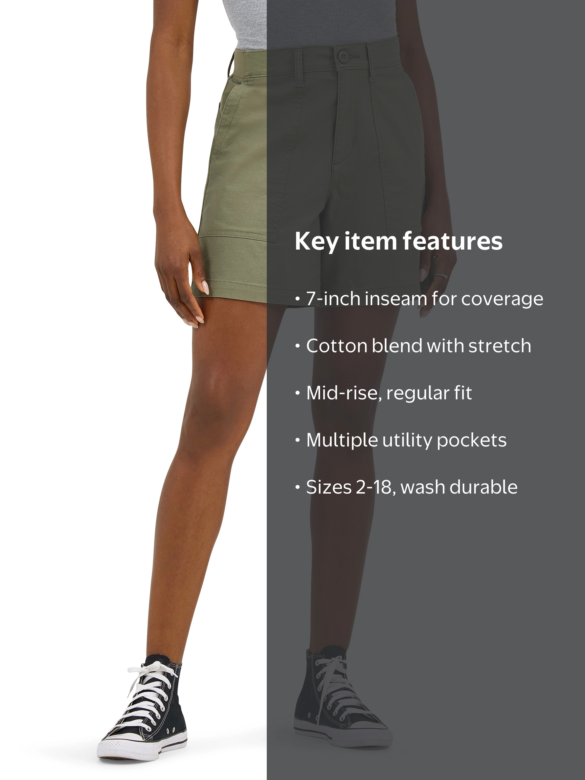 Lee Women's Comfort Waist Utility Shorts, Sizes 4-20, Cotton
